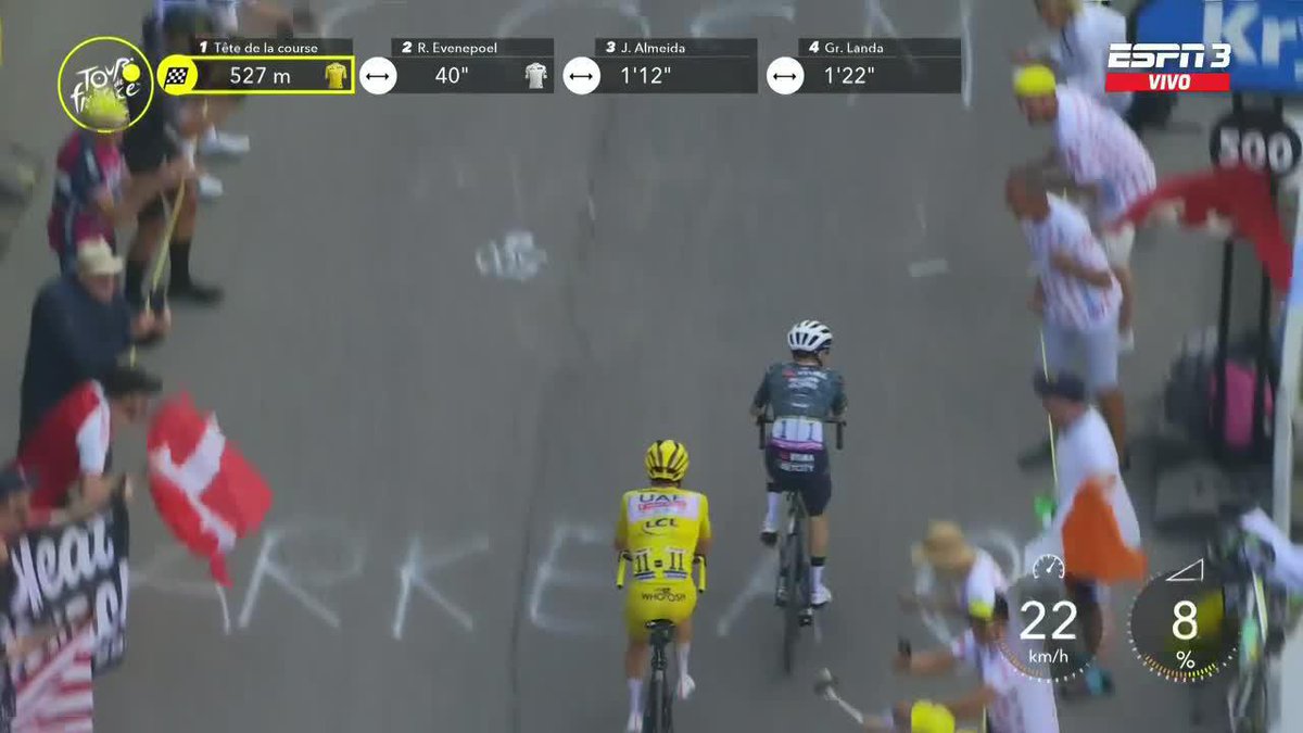 ¡SIMPLEMENTE GRACIAS! Tadej #Pogacar se adueñó de la etapa 20 del #TourDeFrance con mucha categoría. 🤩🔥 Jonas #Vingegaard no pudo responder el ataque del esloveno, y así, el líder sumó su quinto triunfo en esta edición. 🔝