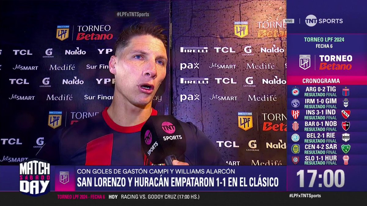 "HACE 23 AÑOS QUE SAN LORENZO NO PIERDE ACÁ. ELLOS NO SE JUGABAN NADA" Gastón Campi resaltó la racha de el Ciclón jugando de local en el clásico tras lo que fue el empate frente a Huracán. #LPFxTNTSports