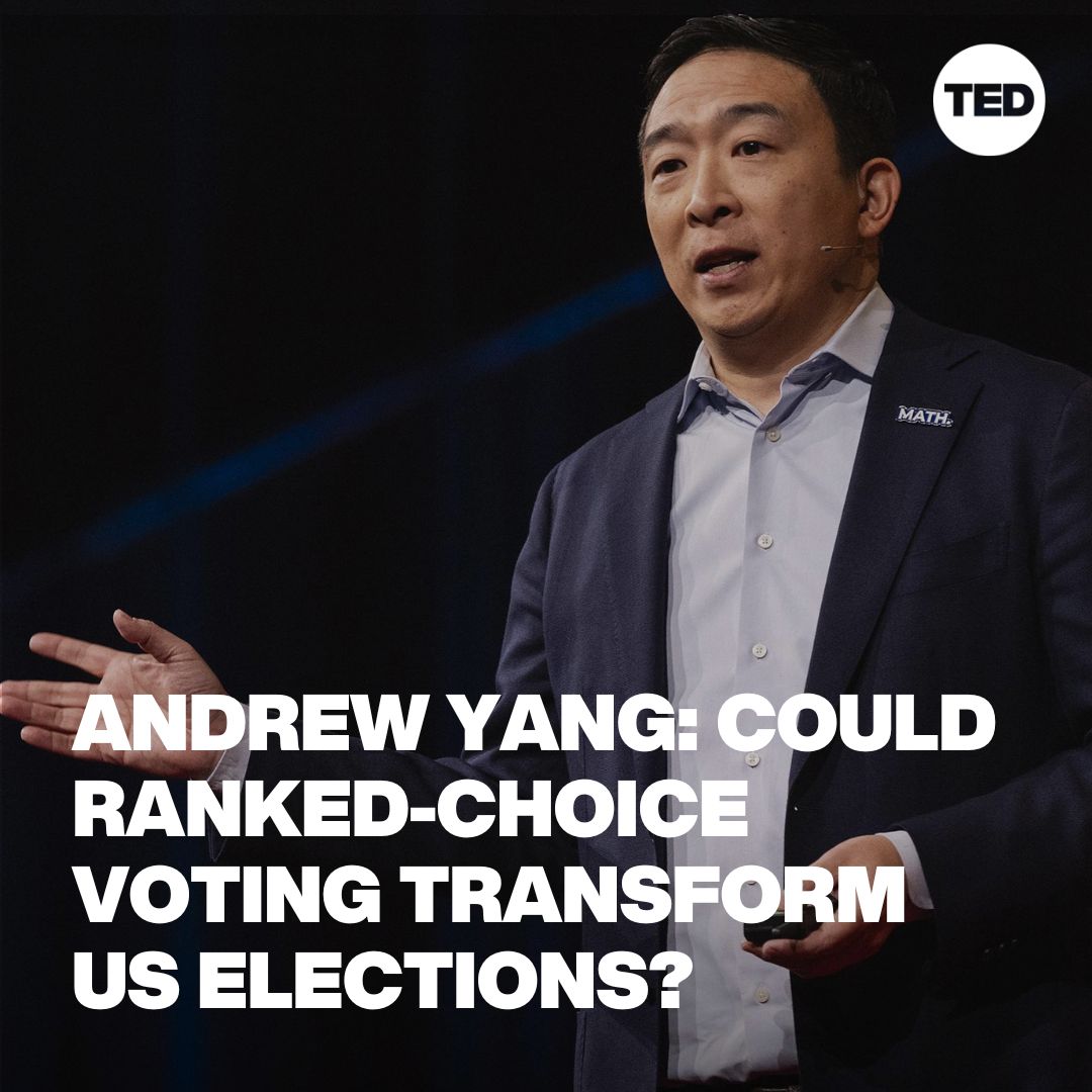 .Andrew Yang🧢⬆️🇺🇸 says that ranked-choice voting may be the key to a more just political future in the US. Watch his full TED Talk on why he says this could be a cost-effective overhaul for the country’s primary elections: