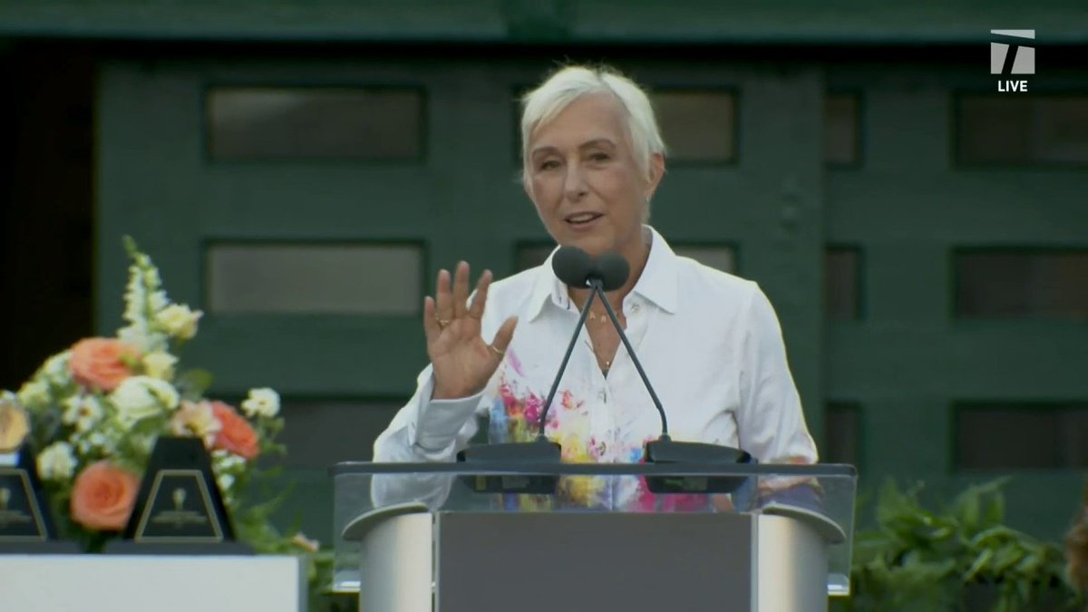 Martina Navratilova presents 2024 Hall of Fame inductee Leander Paes 💪 Together, Navratilova and Paes won the 2003 Wimbledon and Australian Open mixed-doubles titles 🏆 🏆
