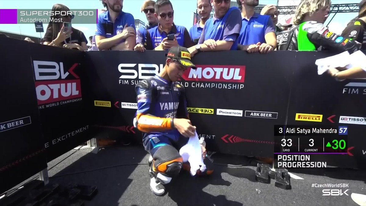 Aldi Satya Mahendra ๐ฎ๐ฉ is 3rd ๐๐ฅ #CzechWorldSBK ๐จ๐ฟ