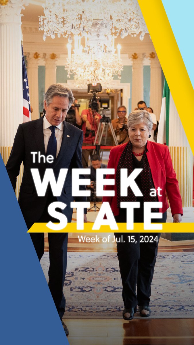 This week at State, Secretary Blinken hosts the #AmericasPartnership ministerial, focused on strengthening Western Hemisphere economies. The Secretary also attends the Aspen Security Forum Forum, participating in a fireside chat on foreign policy.