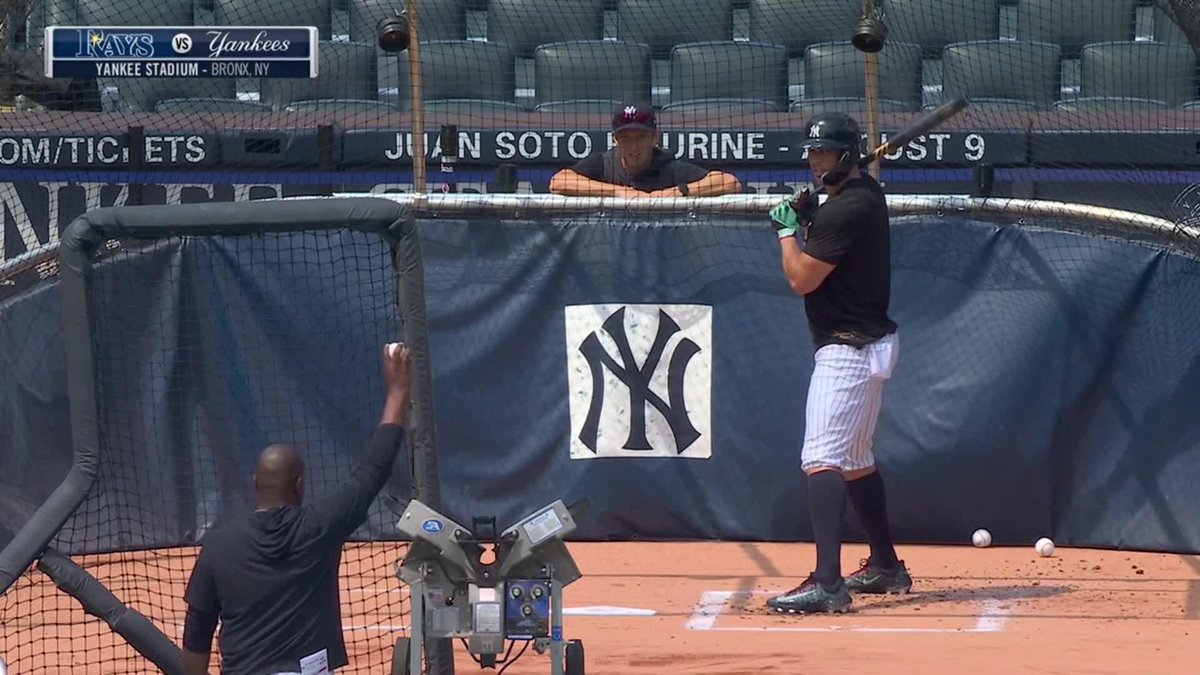 Giancarlo Stanton in the cage 💪 #YANKSonYES