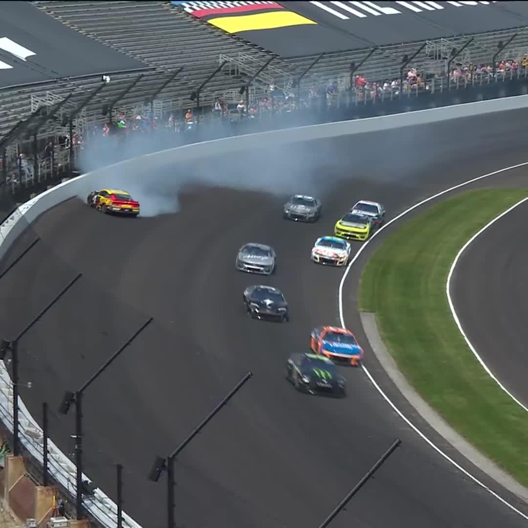 Contact! Martin Truex Jr. gets into the wall!