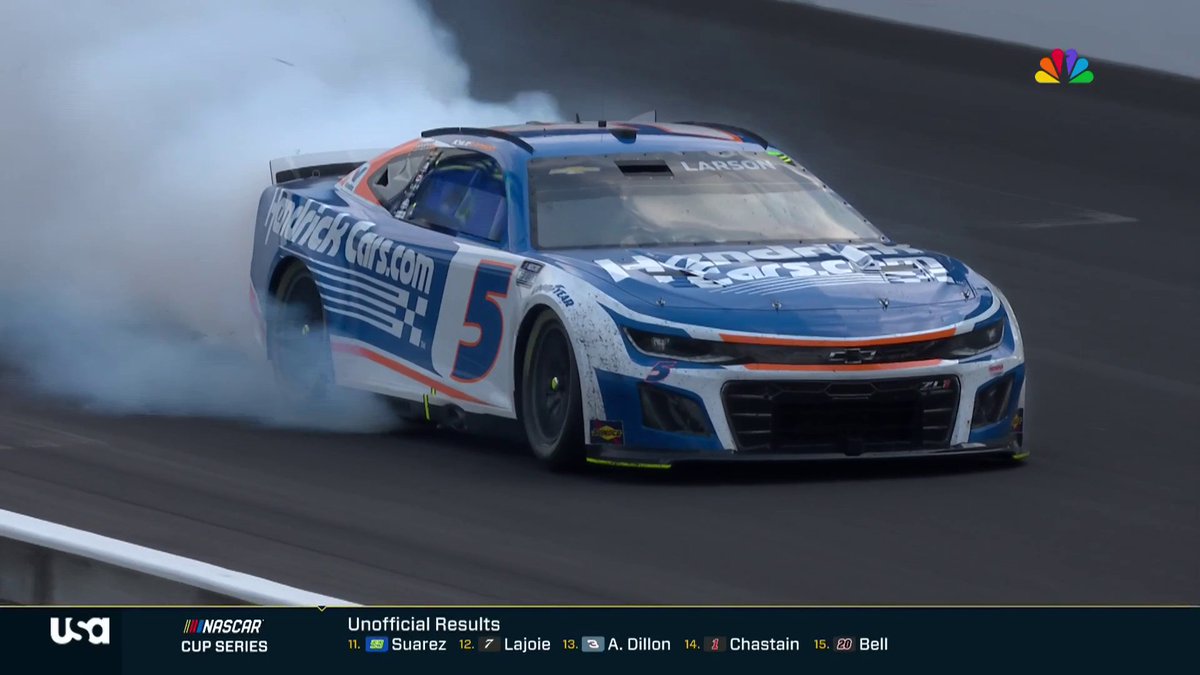 REPOST TO CONGRATULATE KYLE LARSON FOR WINNING THE #BRICKYARD400! A BURNOUT FOR THE AGES AT INDY!