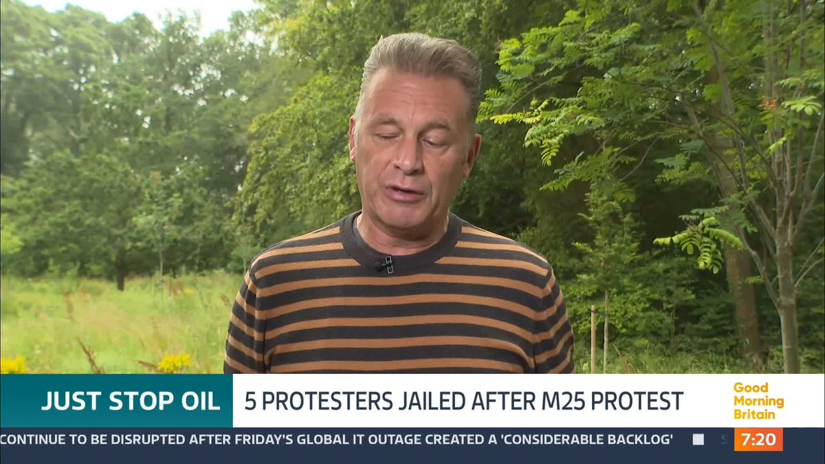 Last week 5 Just Stop Oil activists were handed historically long jail sentences for blocking the M25 in 2022. Wildlife expert Chris Packham says the sentences were 'unduly punitive' & 'we see people who are committing violent crime getting less time than the protesters.'