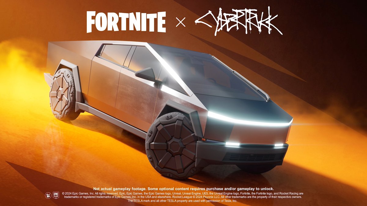 Pulls ♾️ Catch a ride in the @tesla Cybertruck in Fortnite tomorrow!