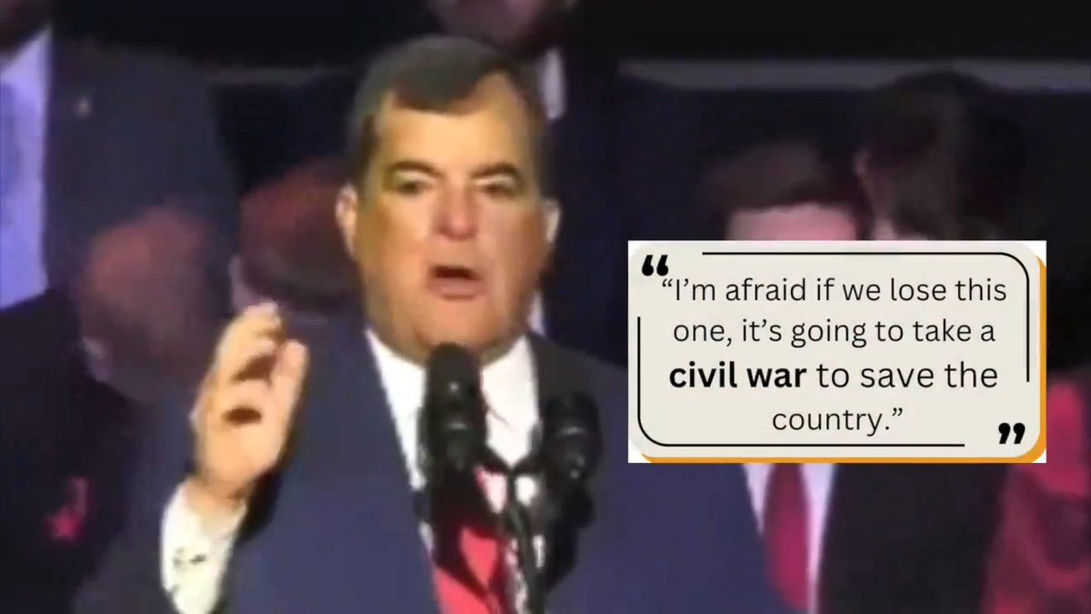 “But… but… but… Democrats are 'fomenting violence'.” Ohio Senator George Lang speaking at JD Vance’s rally: “I’m afraid if we lose this one, it’s going to take a civil war to save the country… and if we come on to a civil war I’m glad we have the Bikers for Trump on our side.”