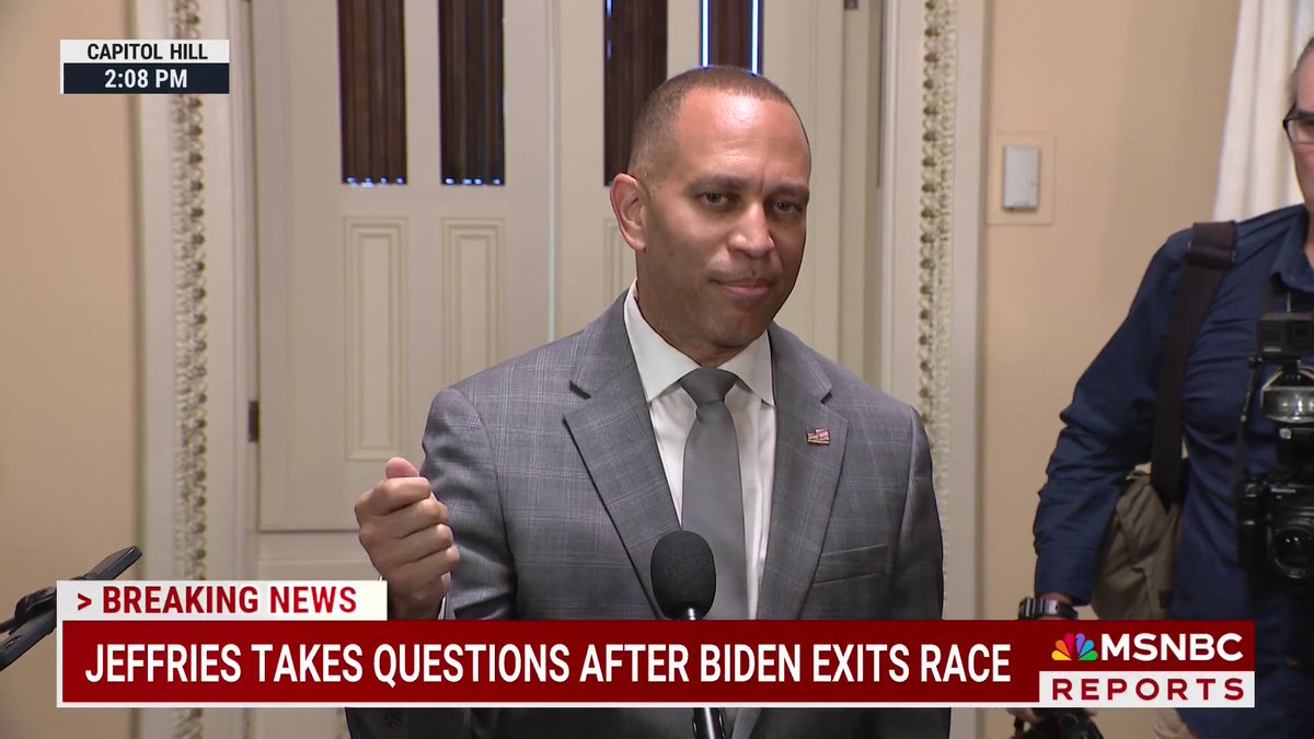 Jeffries says Vice President Harris has excited the community and will meet with her and Senate Majority Leader Schumer shortly.
