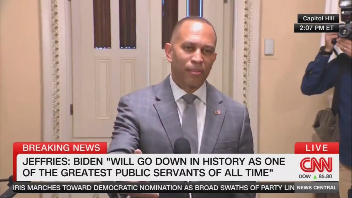 Leader Jeffries: When President Biden and Vice President Harris first took office on January 20, they assumed a public health crisis, an economic crisis, and a democracy crisis in the immediate aftermath of January 6. Thanks to the leadership of President Biden and Vice President Harris, dignity, decency, and a democratic way of life was restored to the Oval Office. We owe a debt of gratitude to President Biden and I’m thankful for the incredible partnership that he has had for the last 3 years with Vice President Harris