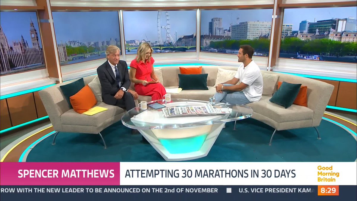 TV star Spencer Matthews is taking on the challenge of his lifetime. He is running 30 marathons in 30 days across the desert in the peak of summer. Spencer discusses the challenge with Charlotte Hawkins and Richard Madeley
