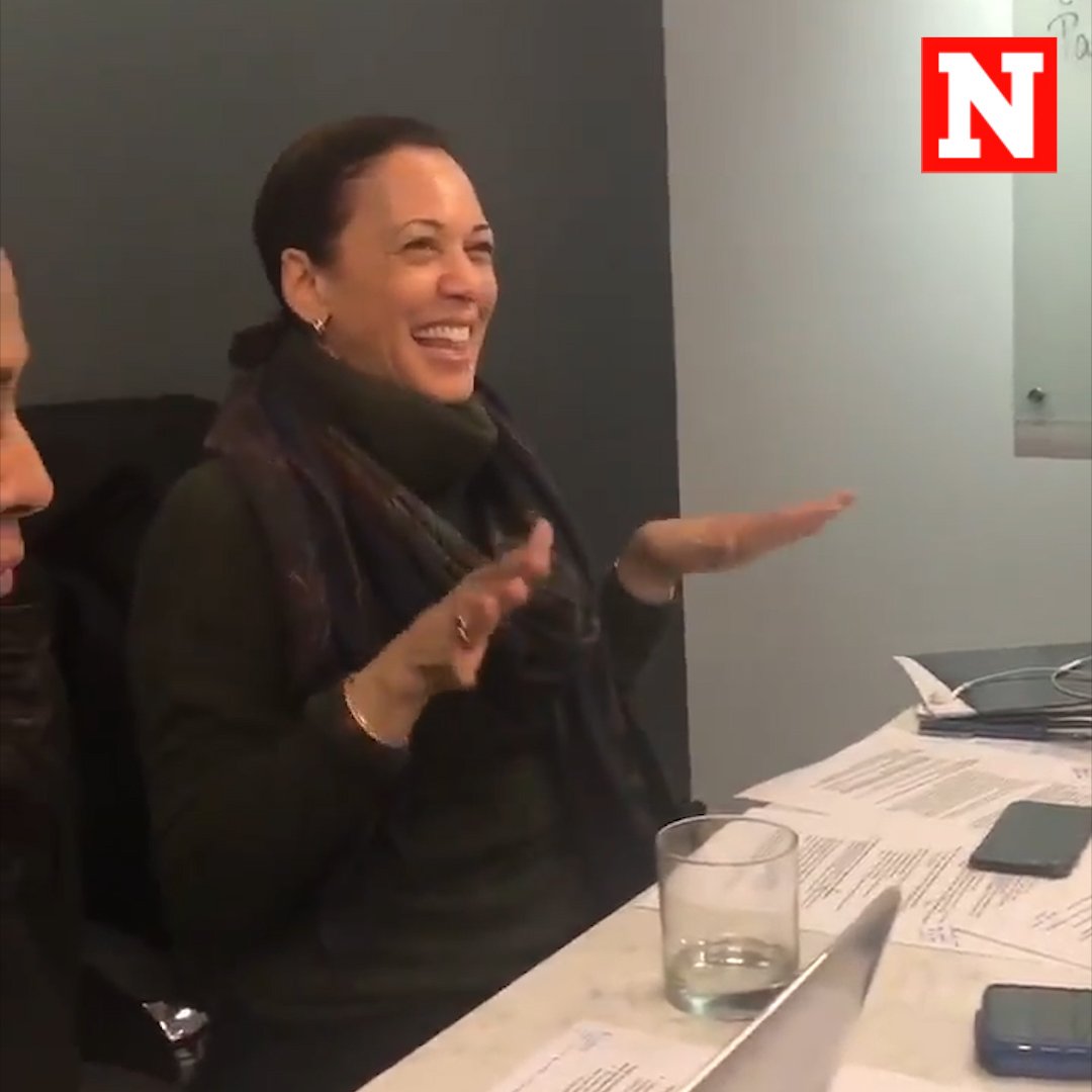 a REAL video of Kamala Harris dancing to “I Like It” by Cardi B, a song that IS NOT edited into the background.