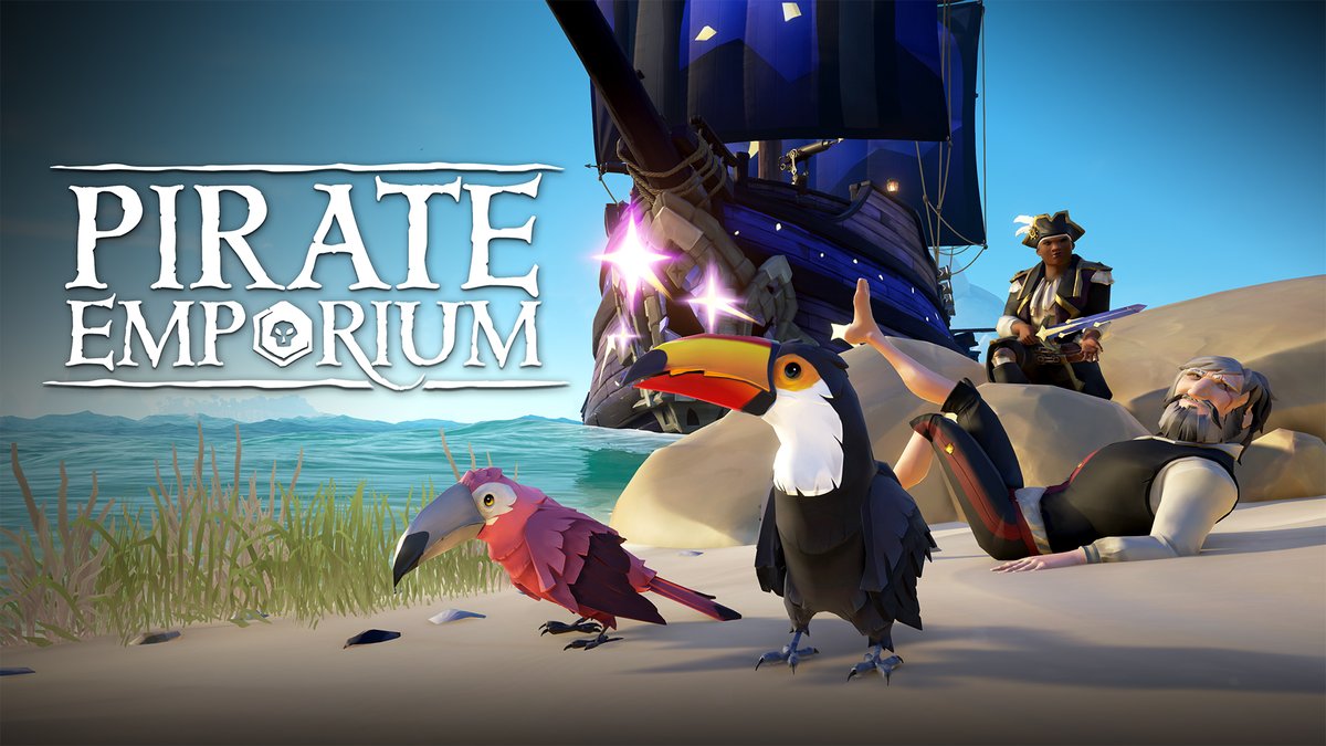 Fresh Pirate Emporium stock arrives this Thursday! Pirates fond of stargazing should spot the Radiant Comet ship set and weapons while sea-focused sailors can swipe the Sting Tide Cutlass for free. The Runway Emote Bundle also struts in, flanked by some rather clicky toucan pets!
