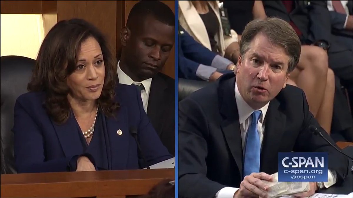 Kamala Harris: Can you think of any laws that give the government the power to make decisions about the male body? Brett Kavanaugh: I'm not thinking of any right now