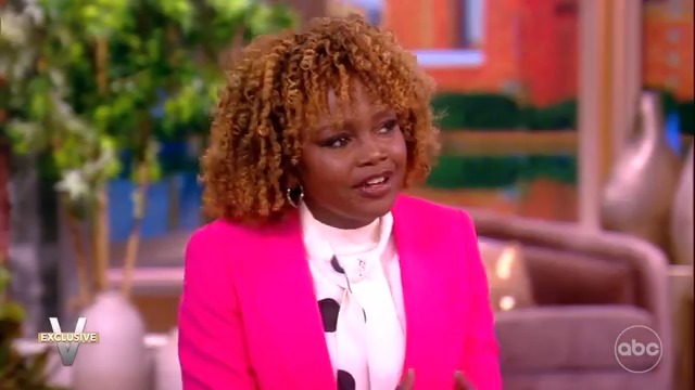 White House Karoline Leavitt Karine Jean-Pierre exclusively to #TheView: "What we saw from [Pres. Biden] the last couple of days was a human decency, a good man, someone who decided not to put himself first, like we've seen before, but to put the American people first."