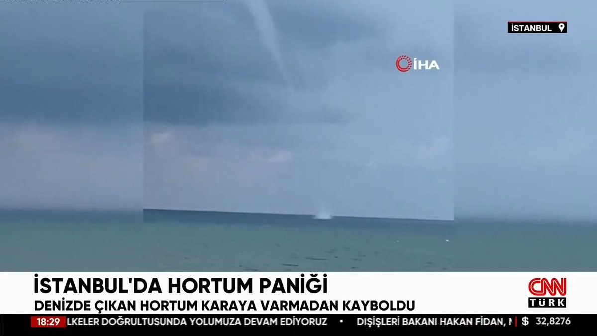 İstanbul'da hortum paniği! Denizde çıkan hortum böyle görüntülendi.