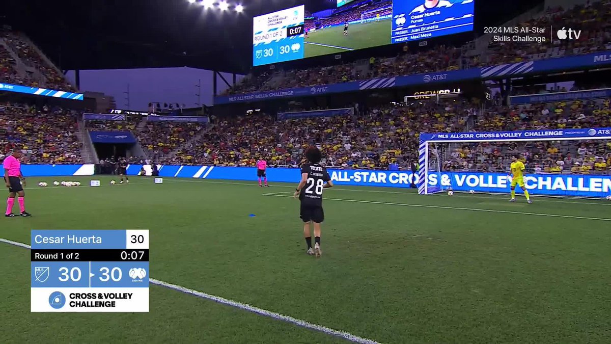 Ball & referee in the way? No problem for Cucho. 😅 #MLSAllStar Cross & Volley Challenge pres. by AT&T