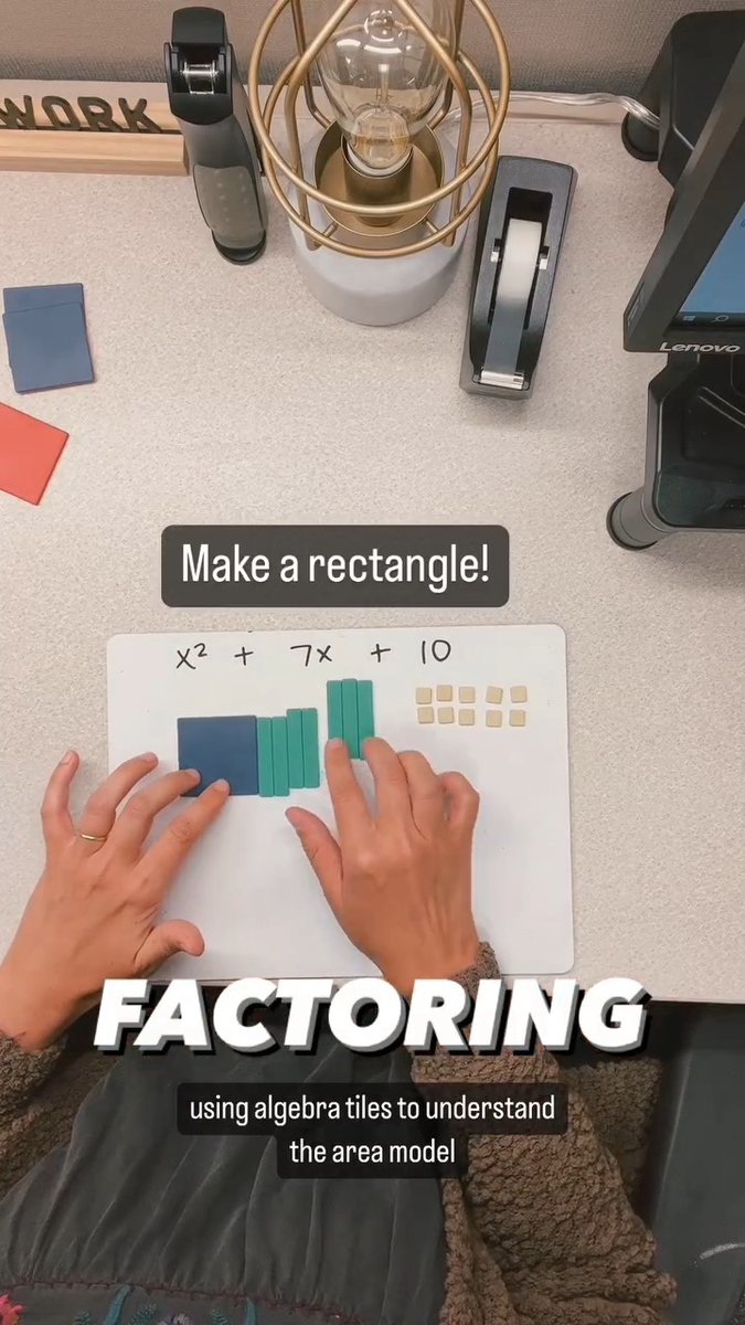 From math_makes_sense on IG: “FACTORING makes so much sense with algebra tiles and the area model!! 💡🧠”