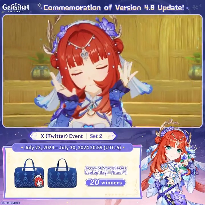 ✨Set 2✨ Commemoration of Version 4.8 Update 🎁Participate for a chance to win official merchandise. How to Participate: ① Follow Genshin Impact ② Repost this post And you can instantly check the event results via this link>>> #GenshinImpact4ꓸ8