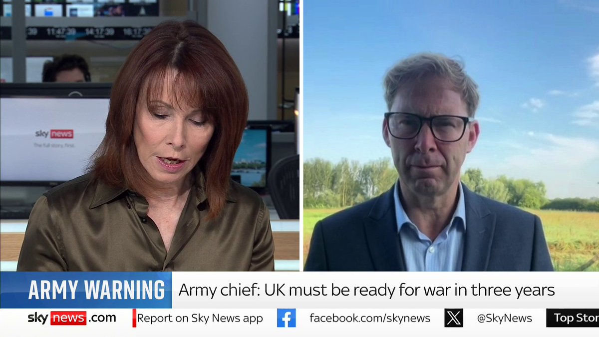 Britain's army must be ready in three years to fight a war against an "axis of upheaval" of Russia, China, Iran and North Korea, the force's new chief has warned. Defence and Security Analyst Tobias Ellwood explains what this warning means. 📺 Sky 501
