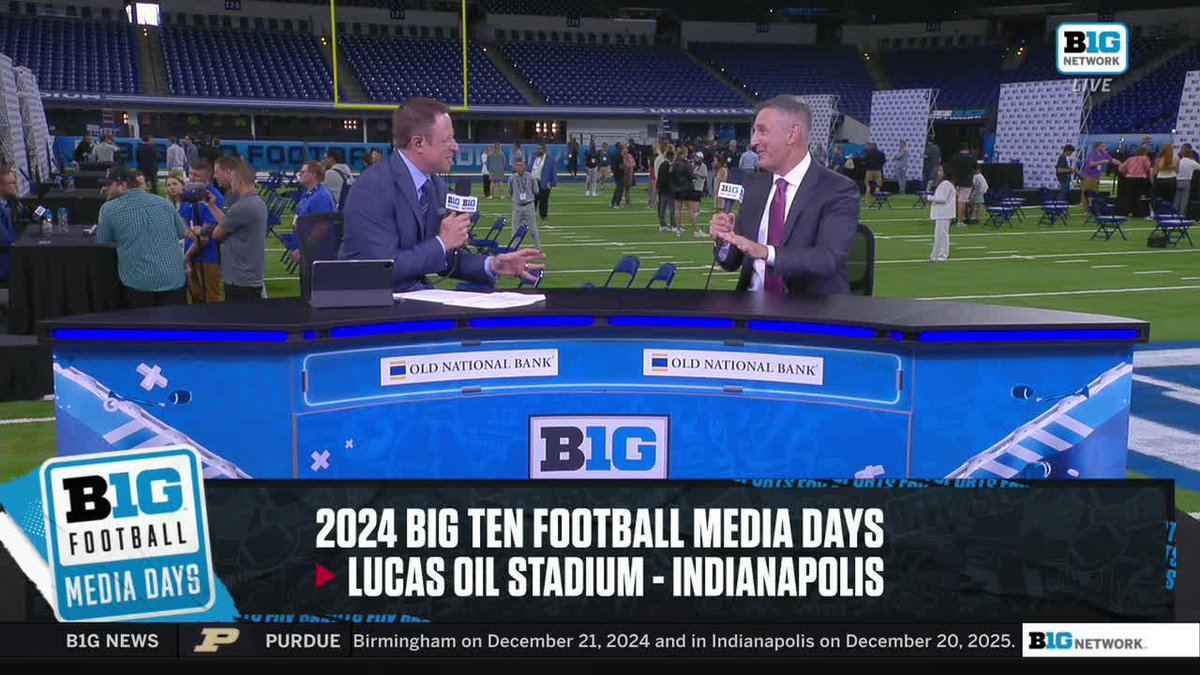 Nobody asks the hard-hitting question better than Dave Revsine 😊 So, about that Big Ten Conference map commercial, Tony Petitti? 🗺️ #B1GFootball x #B1GMediaDays