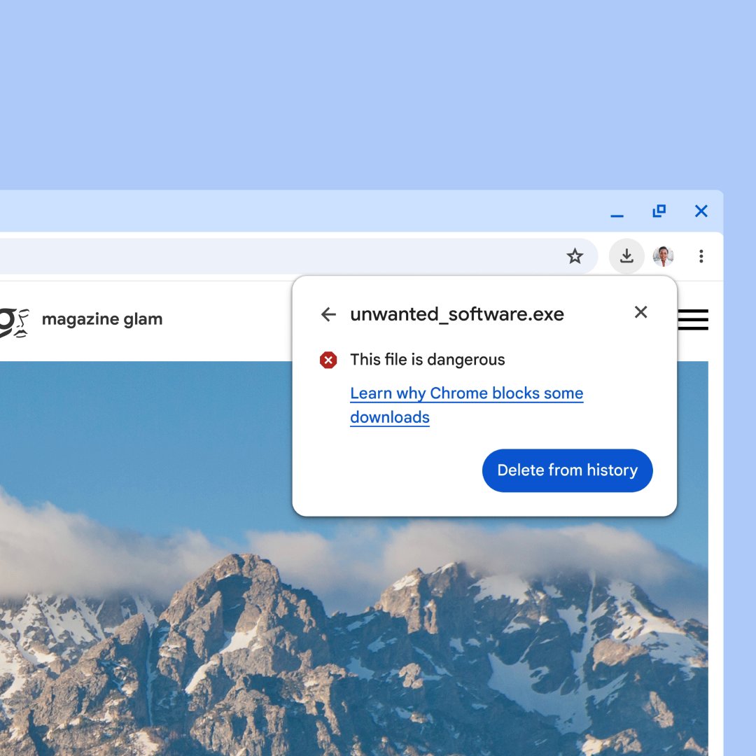 Risky files just got easier to spot. The new downloads experience in Chrome on desktop offers: Detailed warning messages ✍️ Suspicious and dangerous file labels ⚠️ Automatic deep scans in Enhanced Protection Mode 🔎 Protections for encrypted archives 🔒