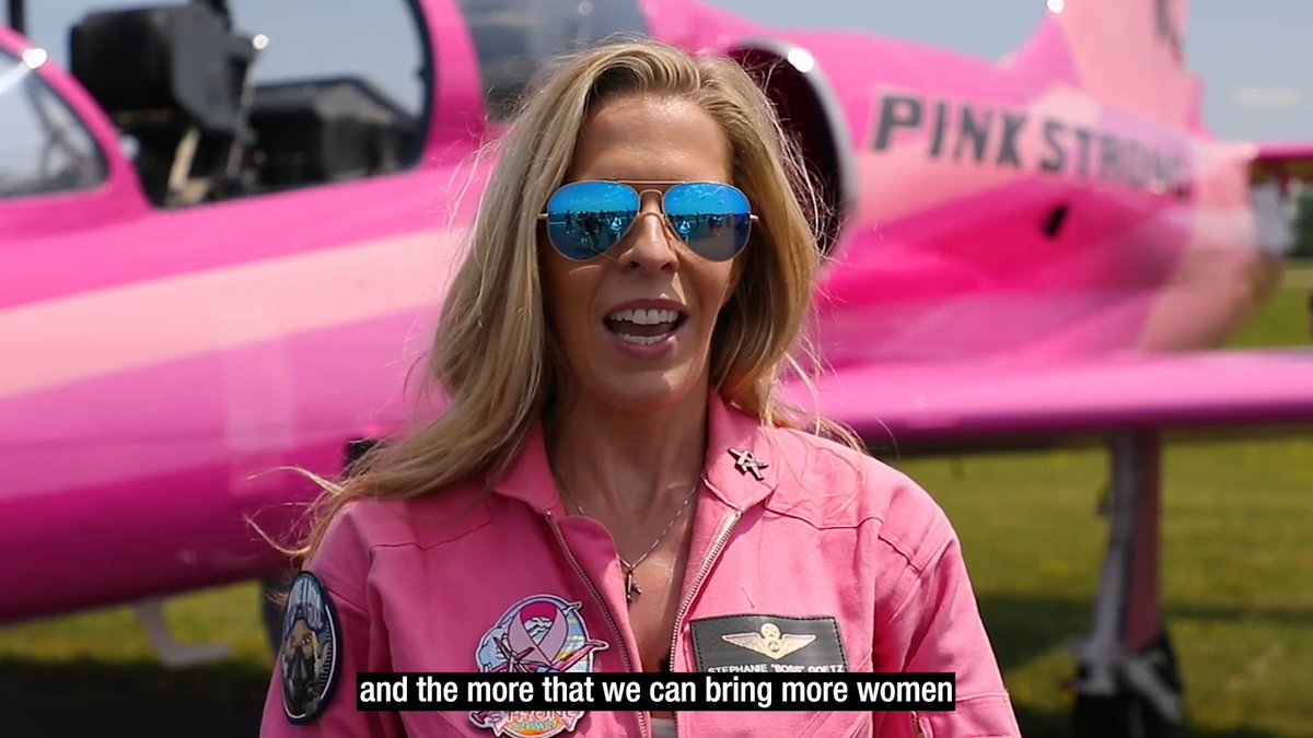 .Stephanie Goetz is soaring with an all-women crew in the L-39 Albatros Pink Jet to raise breast cancer awareness at EAA's AirVenture. Supporting women in aviation benefits all. 'When you have diversity of thought, it's a safer flight deck.' #OSH24