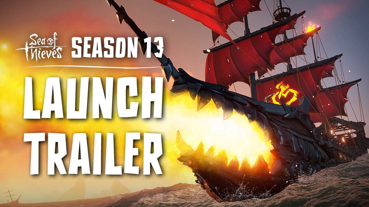 The flame rises in Sea of Thieves Season 13! ❤️🔥Captain Flameheart Returns 🔥Burning Blade World Event ☠️Skeleton Camps ✨Ancient Temples 🧩New Puzzles 🔥Obsidian Ashen Winds Skull 💯Fresh Seasonal Rewards 🦜Emporium Refresh (Toucans!) 🔮And more:
