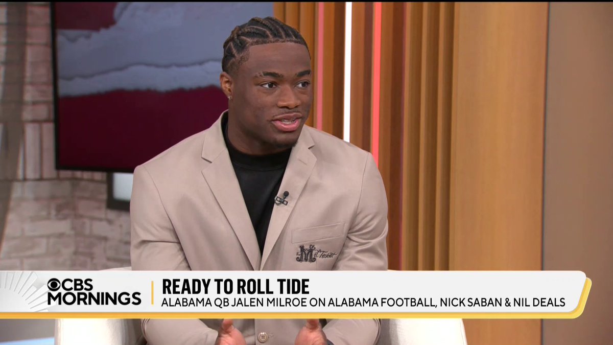 .Jalen Milroe, one of the top college quarterbacks in the U.S., is preparing for his first year with Alabama Football without the legendary Coach Nick Saban. Milroe tells CBS Mornings about the transition and why he decided to stay at Alabama.