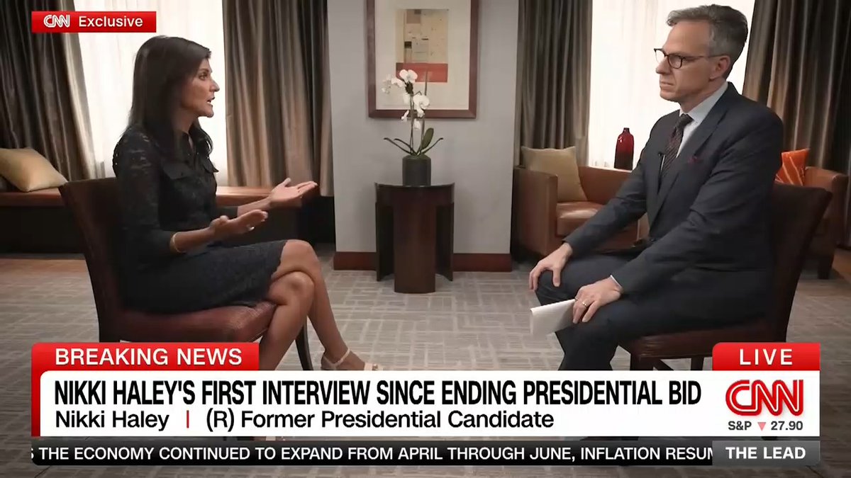 In an exclusive interview with CNN's @JakeTapper, Nikki Haley weighs in on Kamala Harris jumping into the 2024 race and what it could mean for Donald Trump's chances. See the full interview coming up on The Lead CNN at 5 p.m.