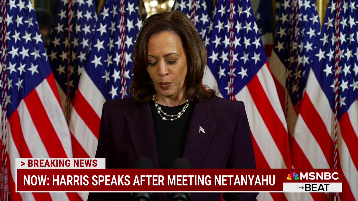 BREAKING: VP Harris speaks after meeting with Israeli PM Netanyahu Harris calling for an immediate cease-fire deal to free the hostages. The VP saying she “will not be silent" about the suffering in Gaza, the "devastating" loss of life and the "dire" humanitarian crisis.
