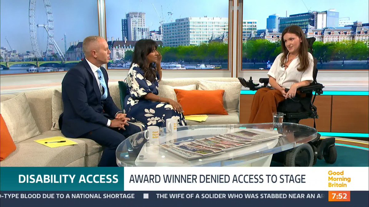 Anna Landre was given the Freedom of the City of London award for her disability campaigning and says it is "absurd" she was unable to collect the award on stage due to not being offered an accessible ramp.