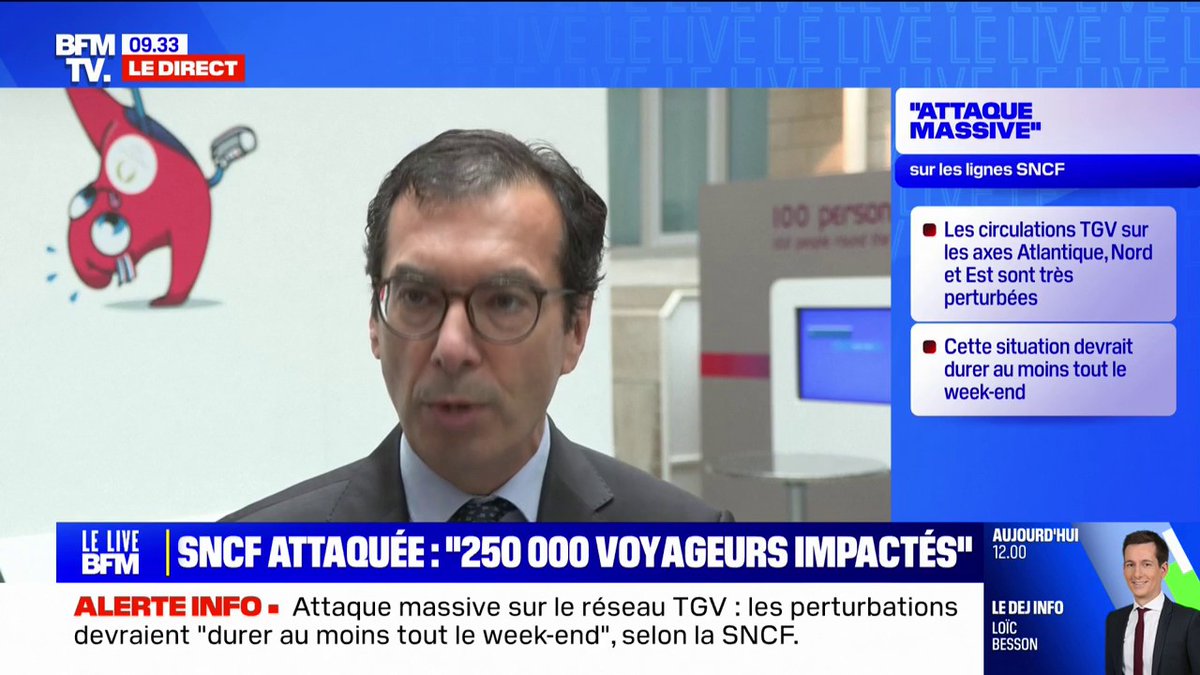 💬 "C'est la France qu'on attaque" Jean-Pierre Farandou dénonce une "bande d'illuminés" après les actes de malveillance contre la SNCF