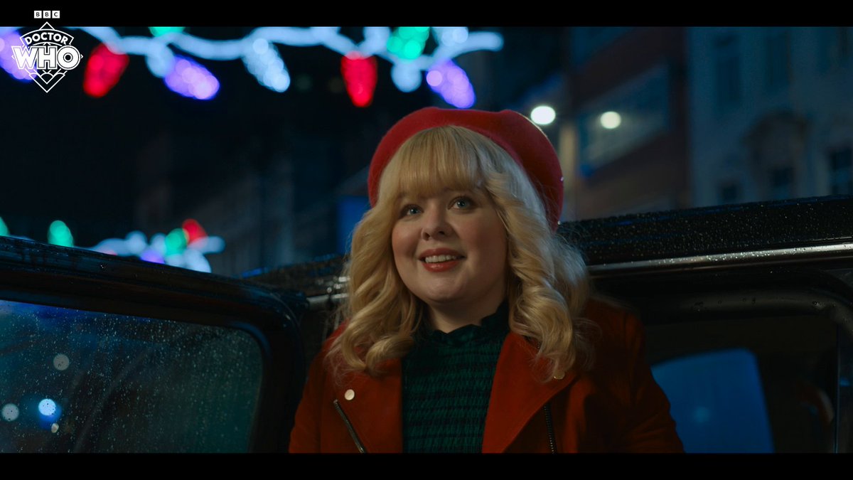 Prepare to meet Joy! Nicola Coughlan sent a special message to attendees of Hall H at San Diego Comic-Con... and a first glimpse of #DoctorWho's upcoming festive special! 🎄
