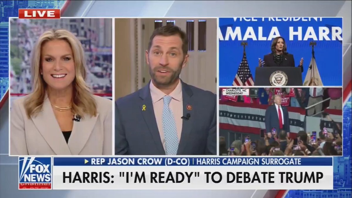 Rep. Crow to Fox: I'm a combat veteran. I know fear and fatigue when I see it. Trump is acting tired and afraid. Someone needs to wake him up. I know he has a hard time staying awake. He fell asleep repeatedly at his own convention and criminal trial. Someone needs to wake him up and let him know the next generation of American leadership is here
