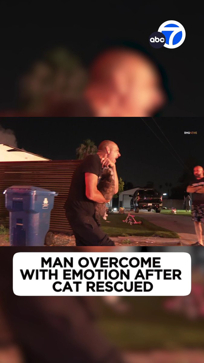 Firefighters made a heroic rescue and saved a cat from a home in Tarzana that was engulfed in flames. 🐱❤️ That moment proved to be emotionally overwhelming for the owner who sobbed and fell to his knees after firefighters handed him his beloved pet.