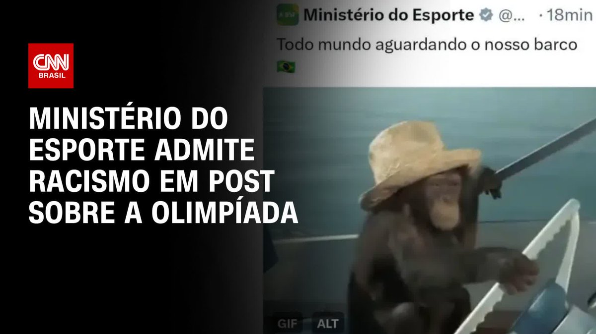O Ministério do Esporte pediu desculpas após fazer uma postagem racista ao citar o barco da delegação brasileira na abertura da Olimpíada, em Paris. A conta oficial publicou no X a imagem de um macaco com a mensagem: "Todo mundo aguardando nosso barco." #CNNArena