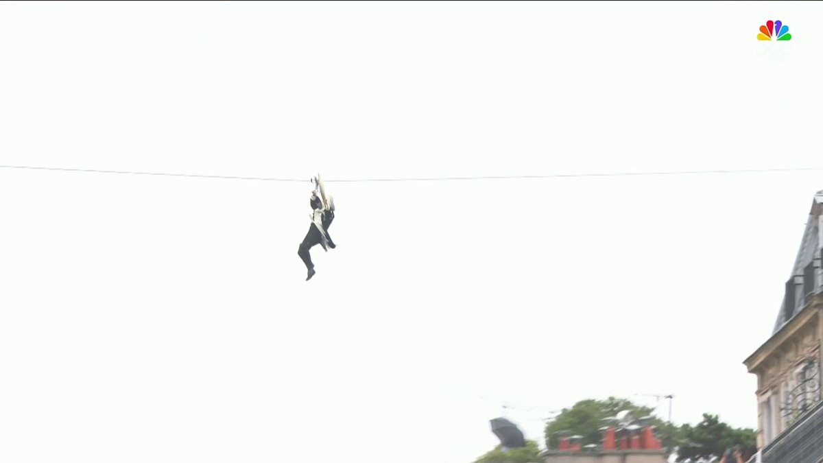 "I feel like you're just here for the zipline." 😅 📺 #ParisOlympics Opening Ceremony on NBC and Peacock