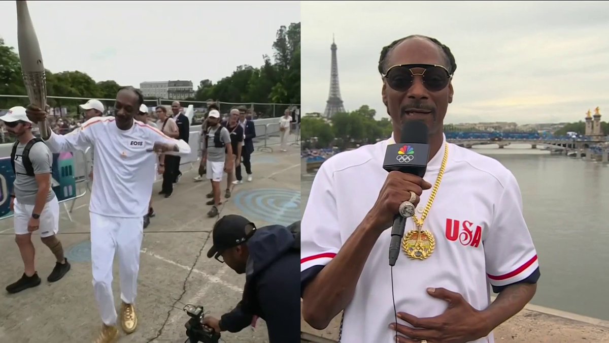 Snoop Dogg reacts to carrying the Olympic torch! 🔥 📺 #ParisOlympics Opening Ceremony on NBC and Peacock