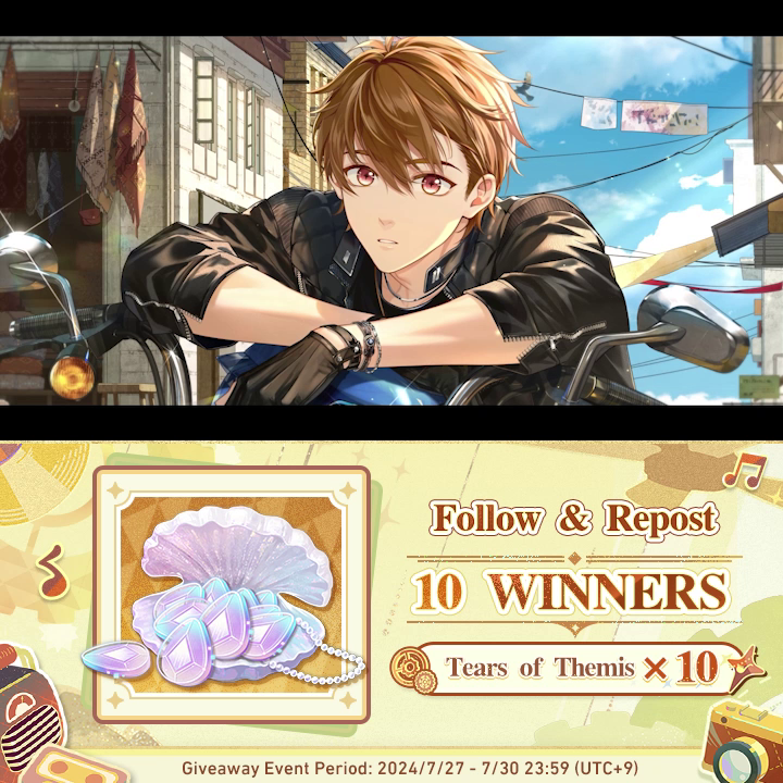 #Luke SSR ✦ Concealed in the Clamor ✦ ✅ Follow &amp; 🔄 Repost 🎁 Tears of Themis ×10 (10 winners) ⌛ Ends on 2024/7/30 at 23:59 (UTC+9) ⌛ "No matter where I go, I'll always come back to you." ✦ Japanese dubbed version: #TearsOfThemis #HoYoverse