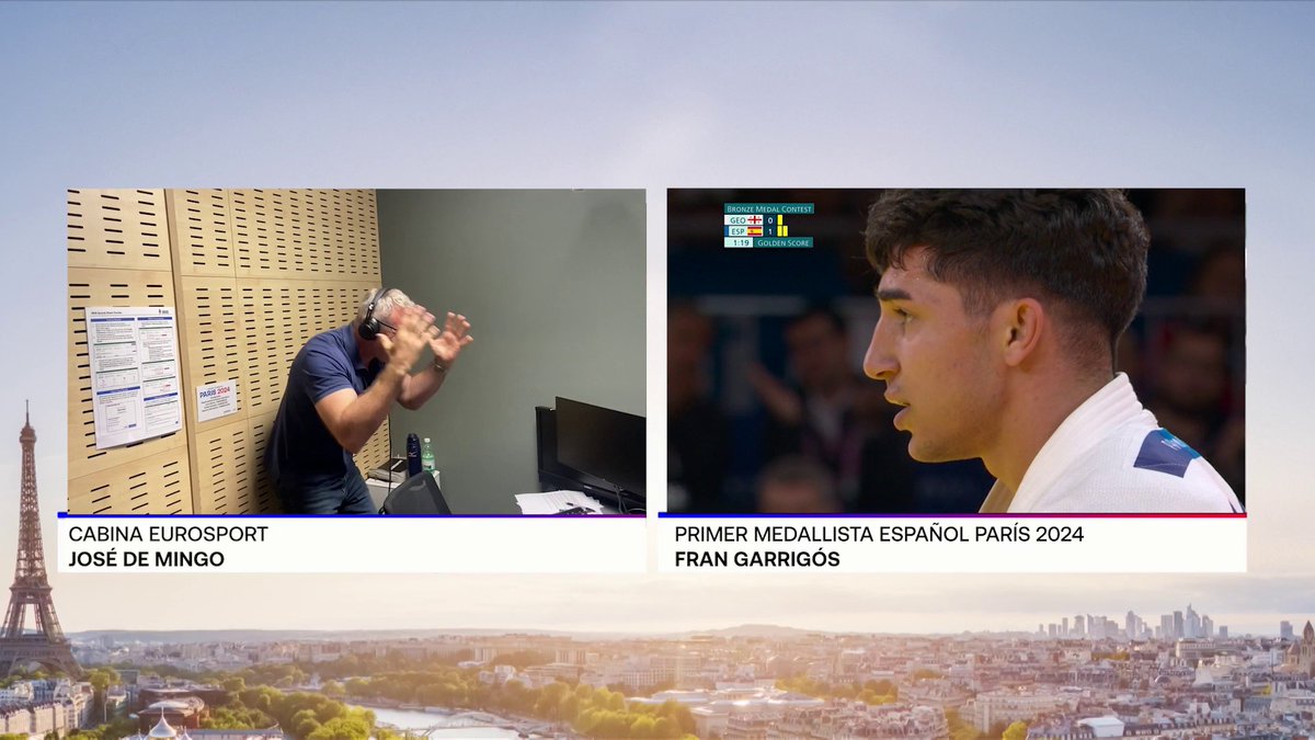 🤯 José De Mingo Galán se vuelve... ¡𝐋𝐎𝐂𝐎! con la medalla de bronce de Fran Garrigós en judo💥 🎙️ "24 años después..." ☝🏻 Lo has visto en @eurosport_es y @streammaxes #Paris2024 | #judo
