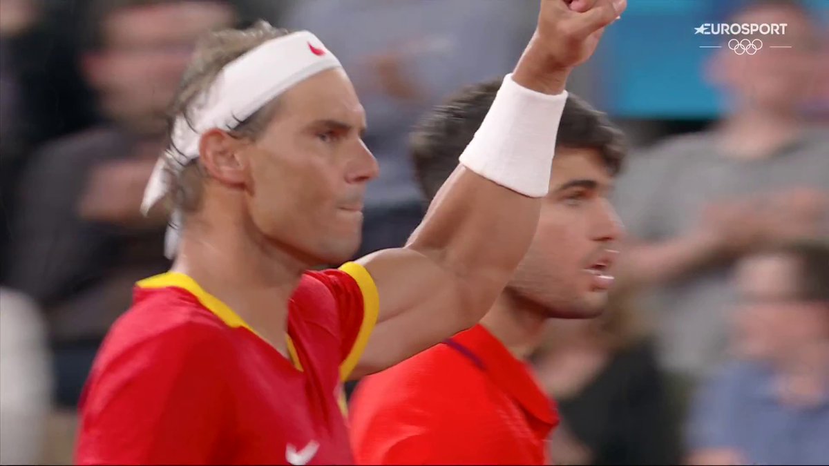 ¡¡¡Rafa Nadal y Carlos Alcaraz empiezan con una trabajada victoria su camino en #Paris2024!!! 🎾 La pareja española se impone 2-0 (7-6 y 6-4) a González/Molteni 🇦🇷 y avanza a los octavos de final.