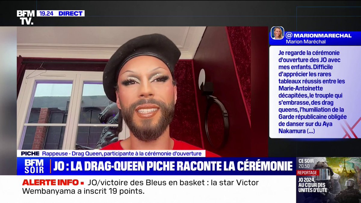 💬 "À partir du moment où ça ne remue pas les gens, ce n'est pas de l'art" ➡️ La drag-queen et rappeuse Piche répond aux critiques sur sa prestation à la cérémonie d'ouverture des JO de #Paris2024