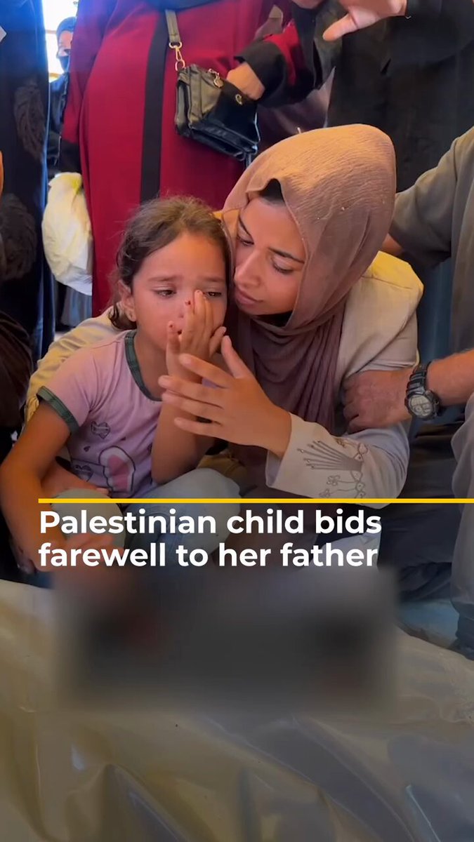 Video shows the moment a Palestinian child bid farewell to her father after he was killed in an Israeli air attack in Gaza's Khan Younis.