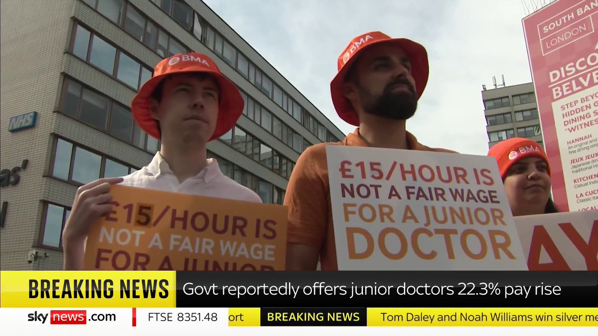 BREAKING: The Department of Health has offered junior doctors a 22.3% pay rise to end strike action, Sky News understands. Latest: 📺 Sky 501, Virgin 602, Freeview 233 and YouTube