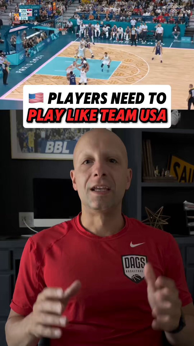 Watching Team USA play… One of the biggest complaints of NBA basketball is the overdribbling, and isolation basketball. Team USA is setting a great example for American basketball players to follow. Find high quality shots by ADVANCING THE BASKETBALL, BALL MOVEMENT (reversals), and PLAYER MOVEMENT (cuts / screens / spacing). When winning is the priority, the winning players sacrifice and play selfless for what’s best for the team. It’s cool to see our best players doing this and let’s highlight it and make sure our College, HS, and Youth Players see it as well!!