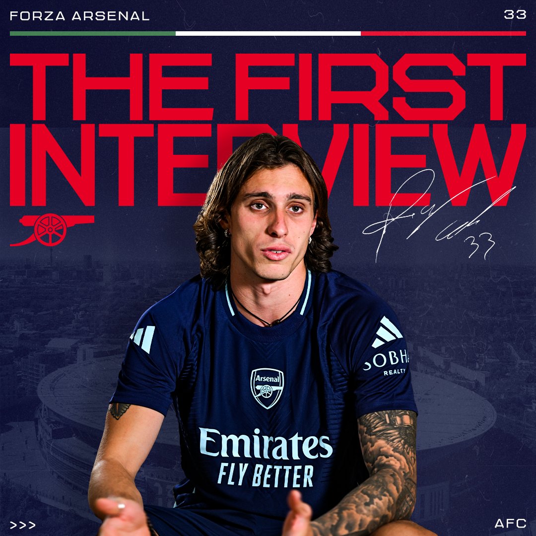 💬 “It feels amazing but from my point of view, it’s just the start, the beginning of something bigger, so I’m excited to start to play for Arsenal.” Watch Riccardo Calafiori’s exclusive first interview right here 👇