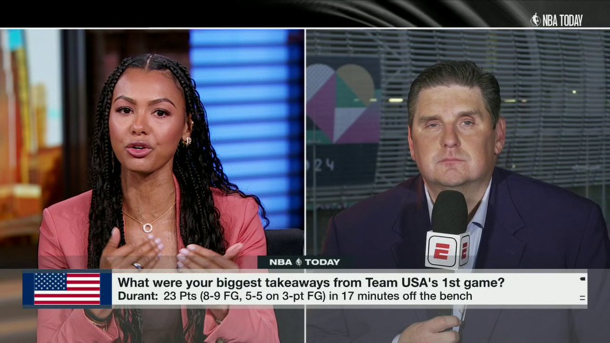 "They made the evaluation that in a 10-man rotation, in a 40-minute game, [Jayson] Tatum didn't fit." Brian Windhorst explains why Steve Kerr chose not to play Jayson Tatum vs. Serbia 👀