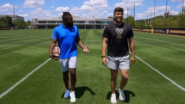 "Best position on the field?" - Dorin Dickerson "Tight ends baby!" - Gavin Bartholomew A pre-camp conversation between two of the best Panther TE's 🗣️ #H2P » #WeNotMe