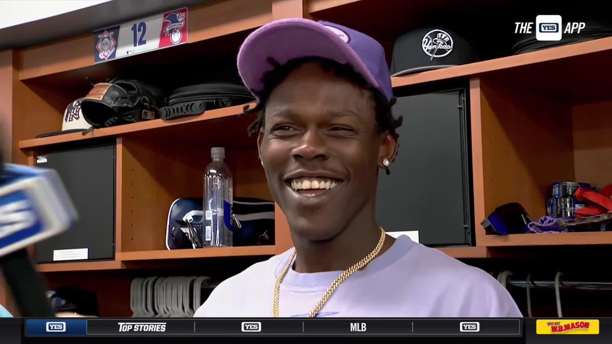 Jazz Chisholm Jr. on using Aaron Judge's bat: "Definitely not gonna use that again tomorrow, that bat was so heavy!" 😂 #YANKSonYES